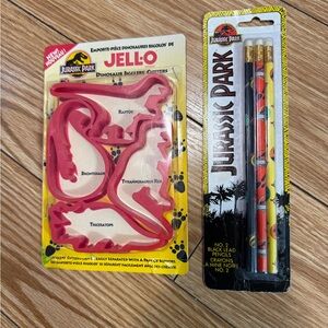 1992 Vintage NIB Jurassic Park Jello Cookie Cutters and Pencils Set
